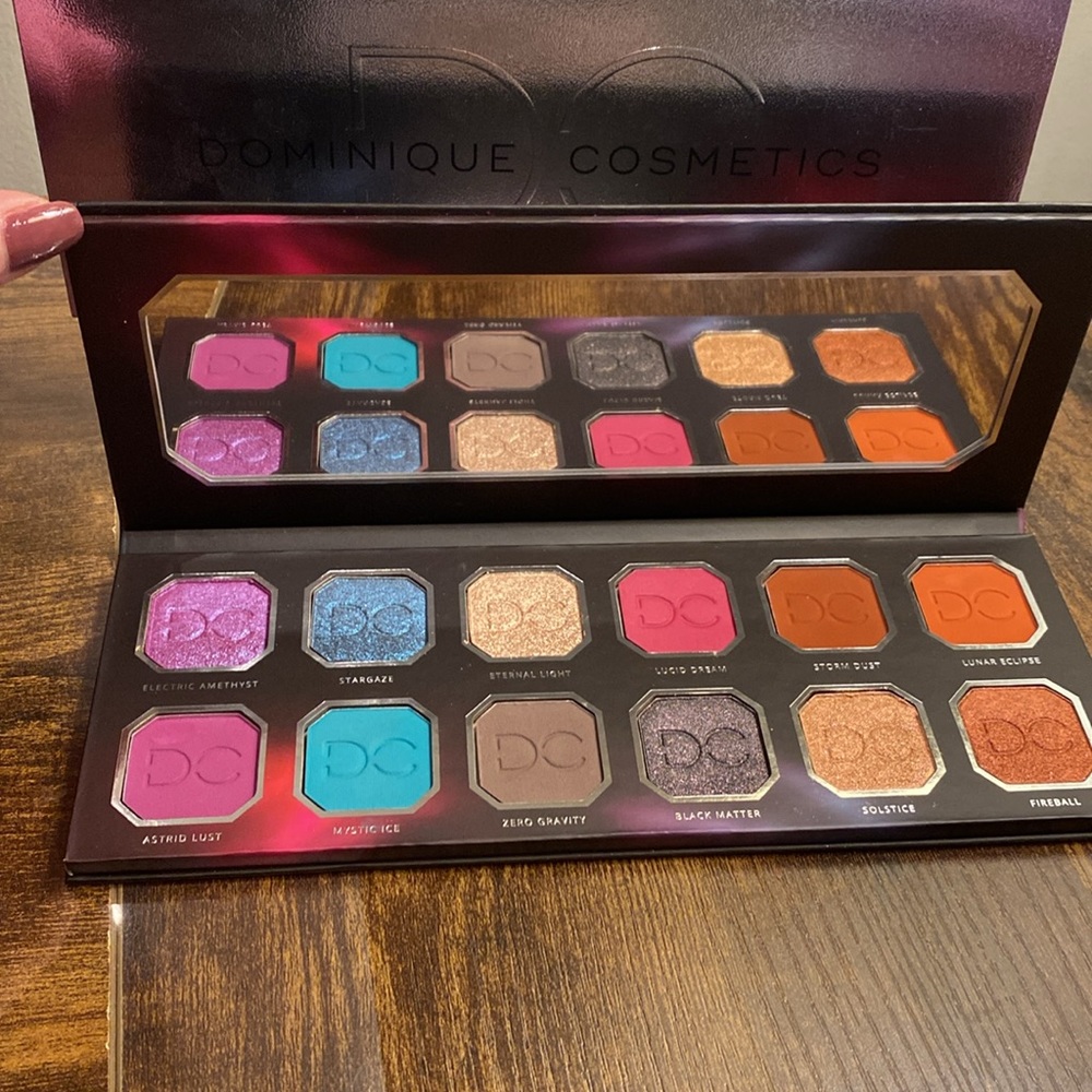 Dominique Cosmetics Celestial storm Eyeshadow Palette with small sweater weather